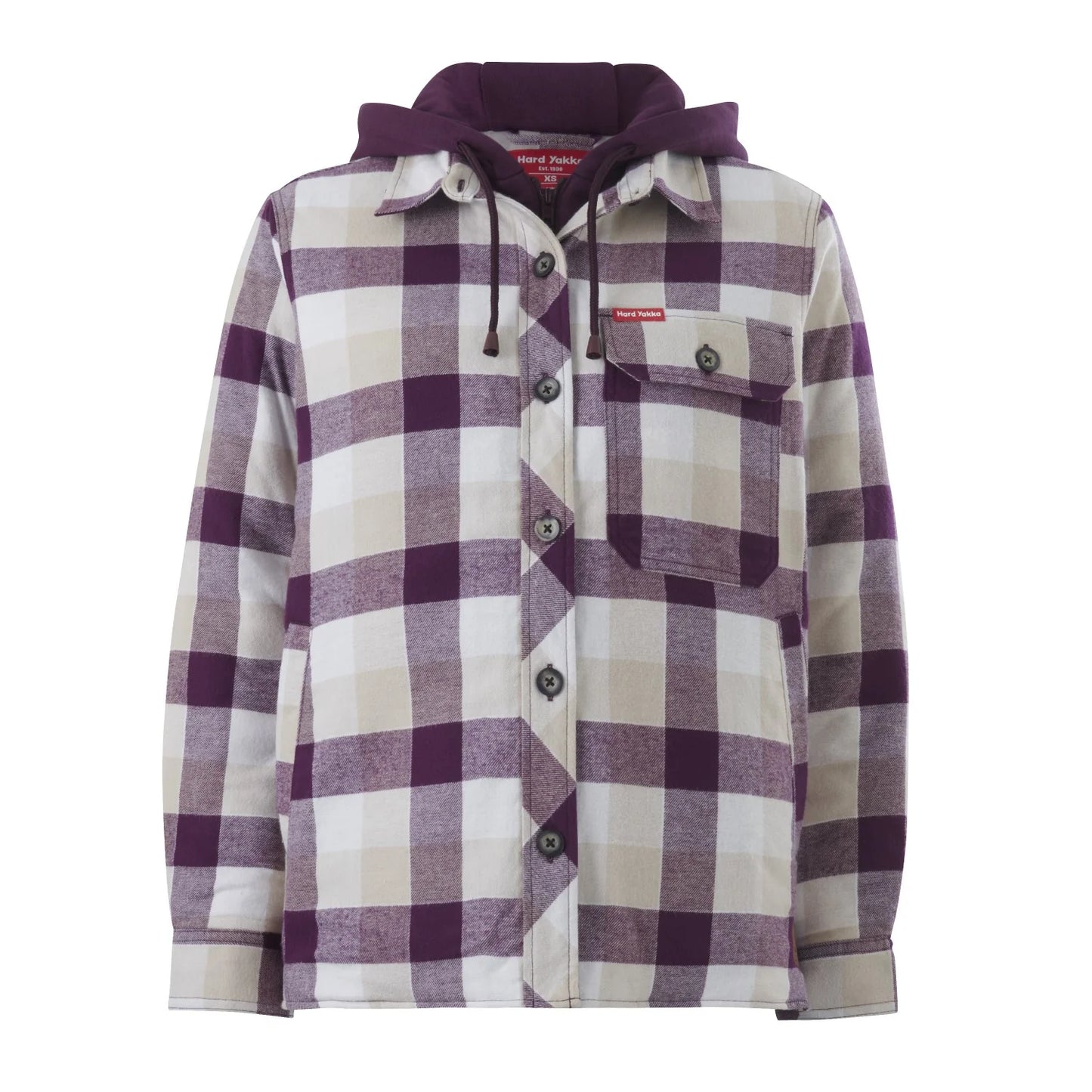 Y08748 - Hard Yakka Women's Quilted Shacket - Potent Purple