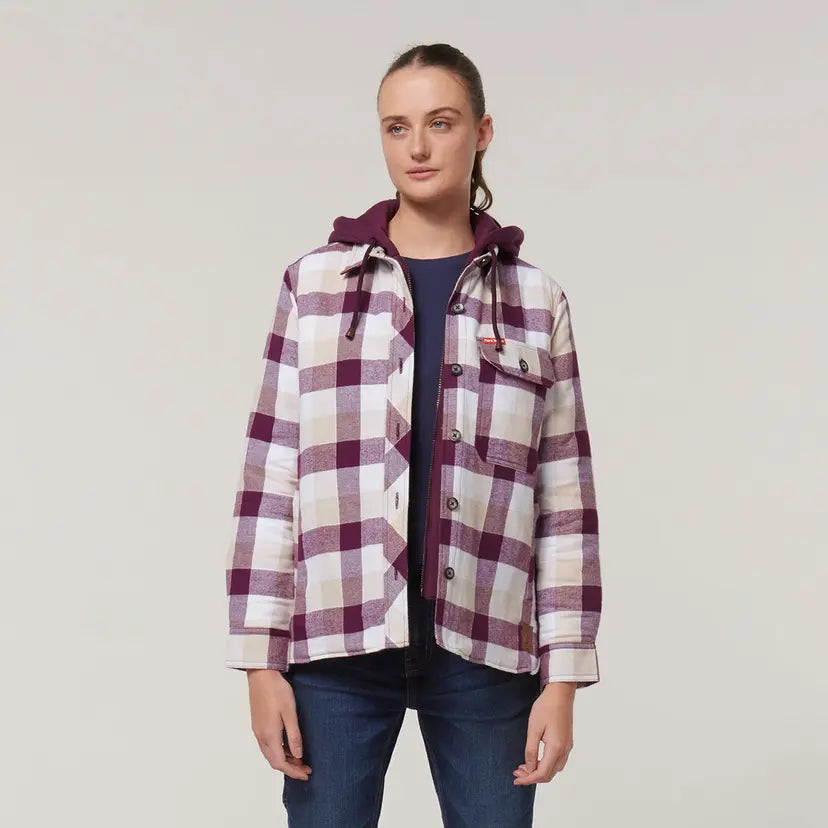 Y08748 - Hard Yakka Women's Quilted Shacket - Potent Purple