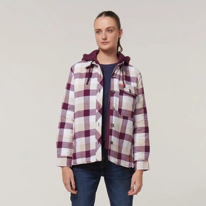 Y08748 - Hard Yakka Women's Quilted Shacket - Potent Purple