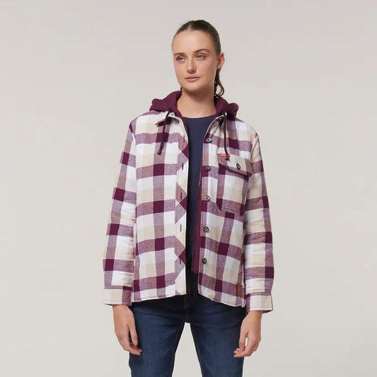 Y08748 - Hard Yakka Women's Quilted Shacket - Potent Purple