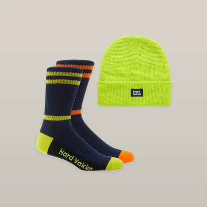 Y20110 - Hard Yakka Men's Sock Beanie Bundle